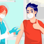 dessin d'un ado se faisant vacciner